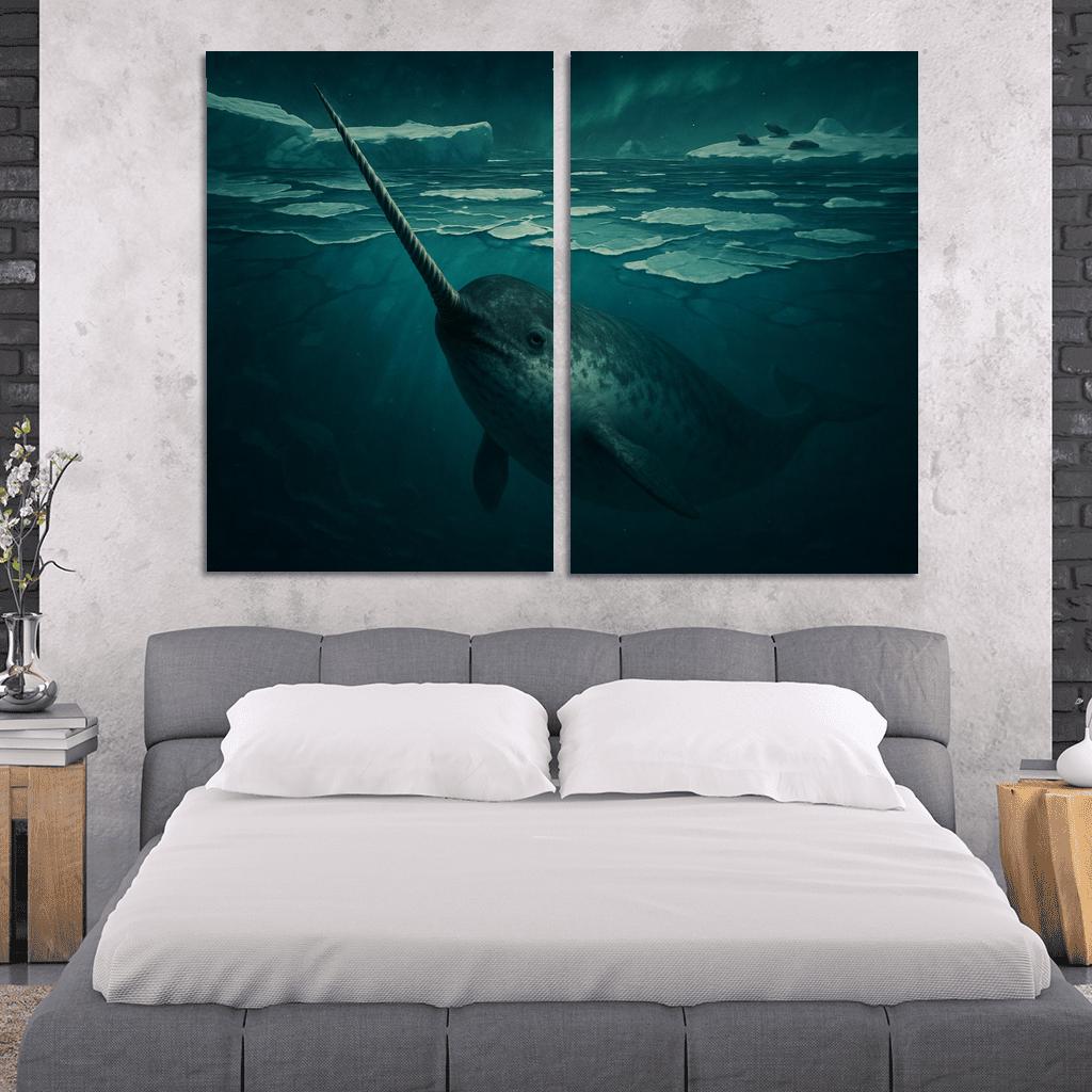 Midnight Narwhal Beneath Arctic Ice decor