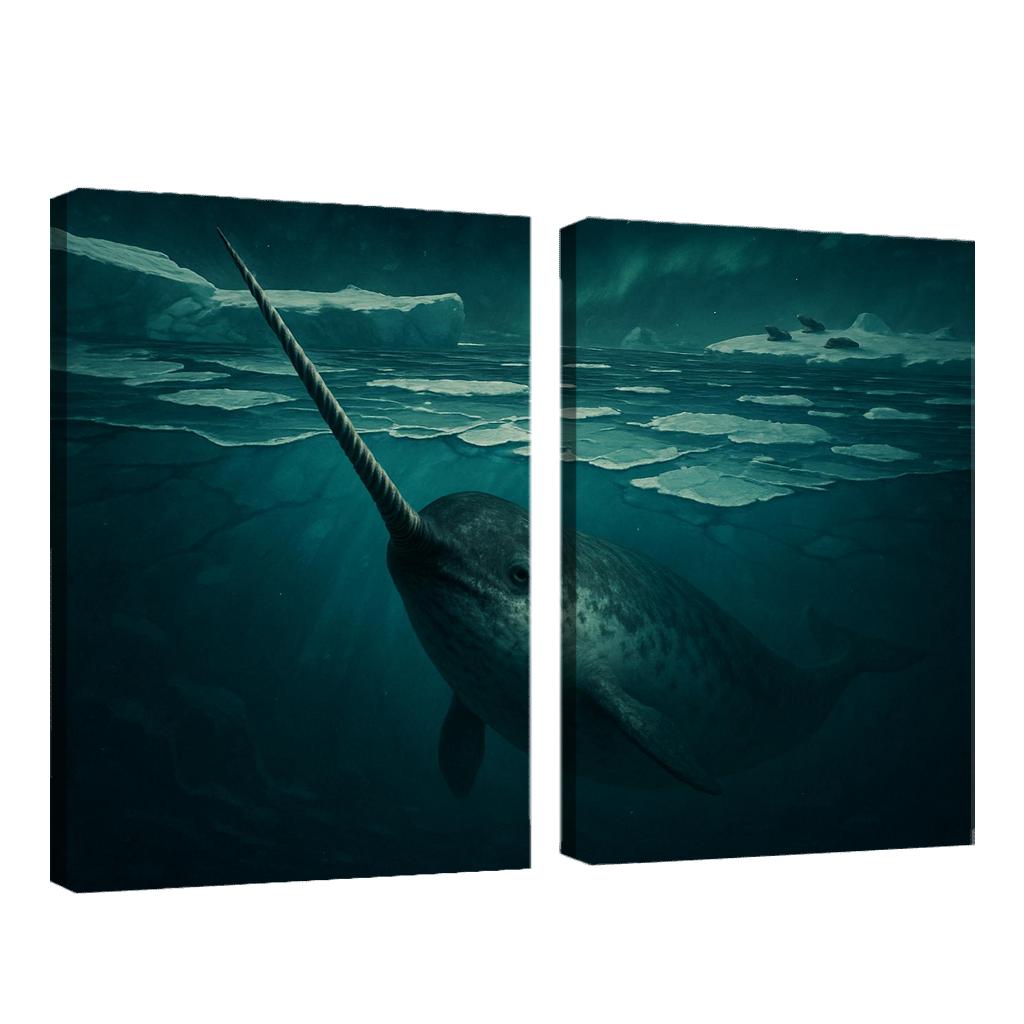Midnight Narwhal Beneath Arctic Ice decor