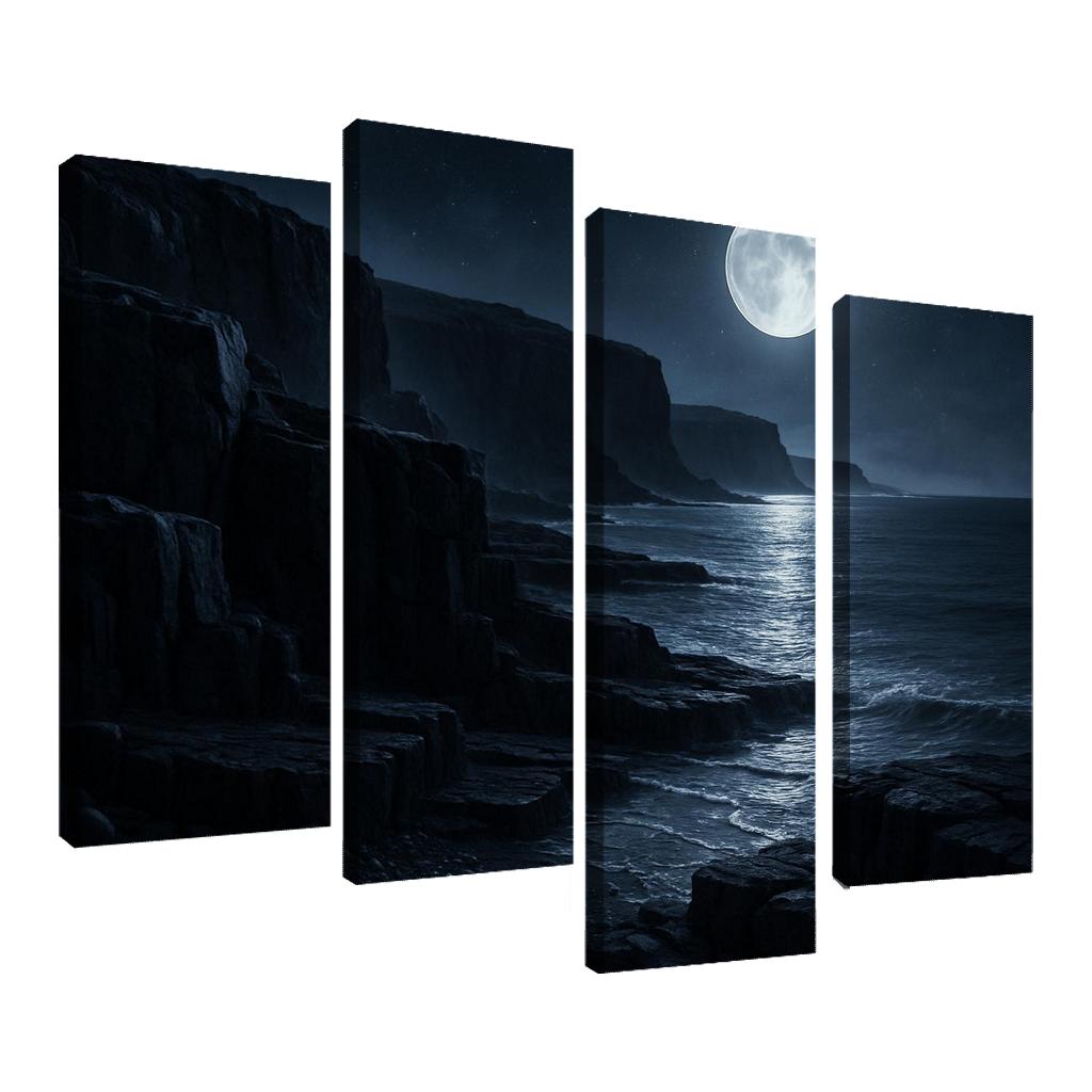 Moonlit Obsidian Coastline framed paintings
