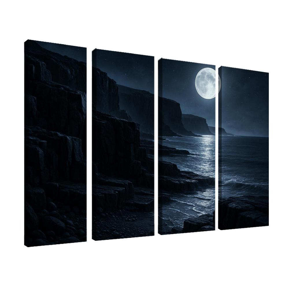 Moonlit Obsidian Coastline framed paintings