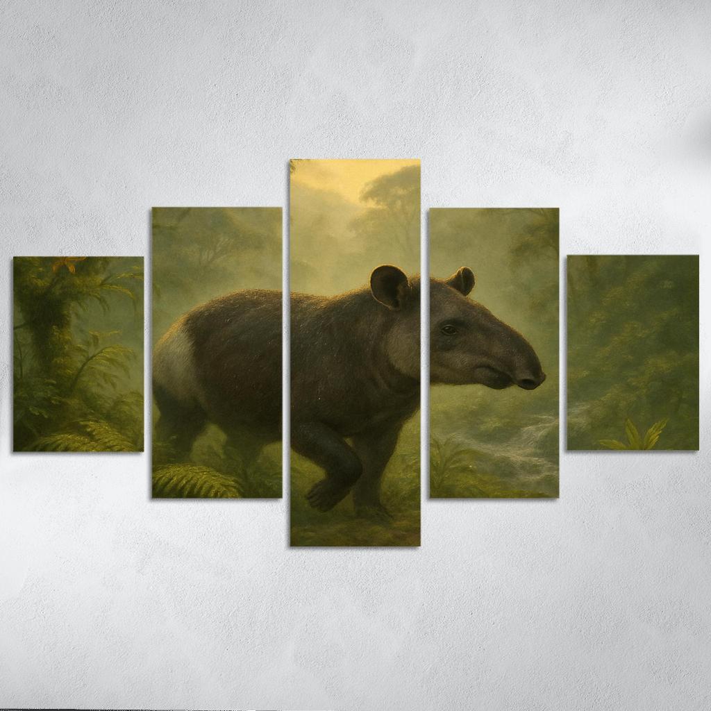 Dawn Mountain Tapir In Misty Forest decor
