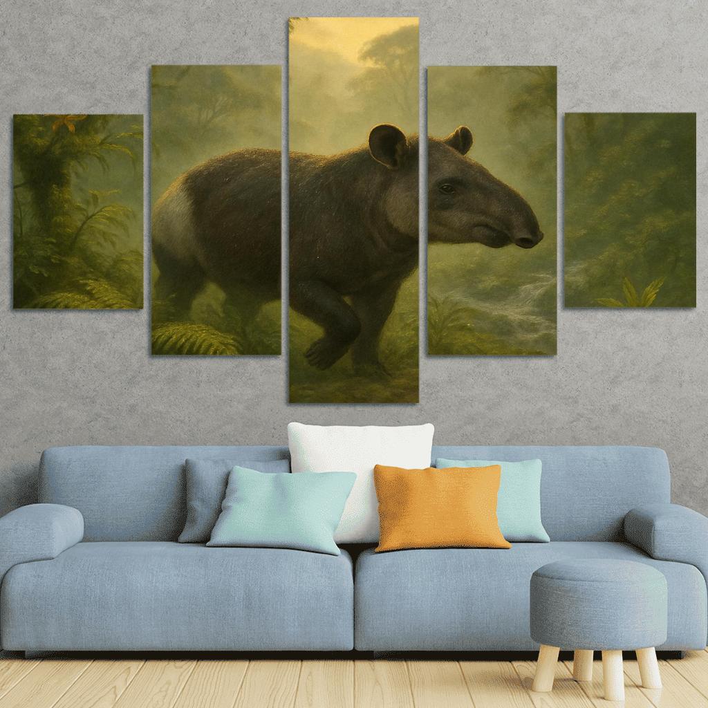 Dawn Mountain Tapir In Misty Forest decor