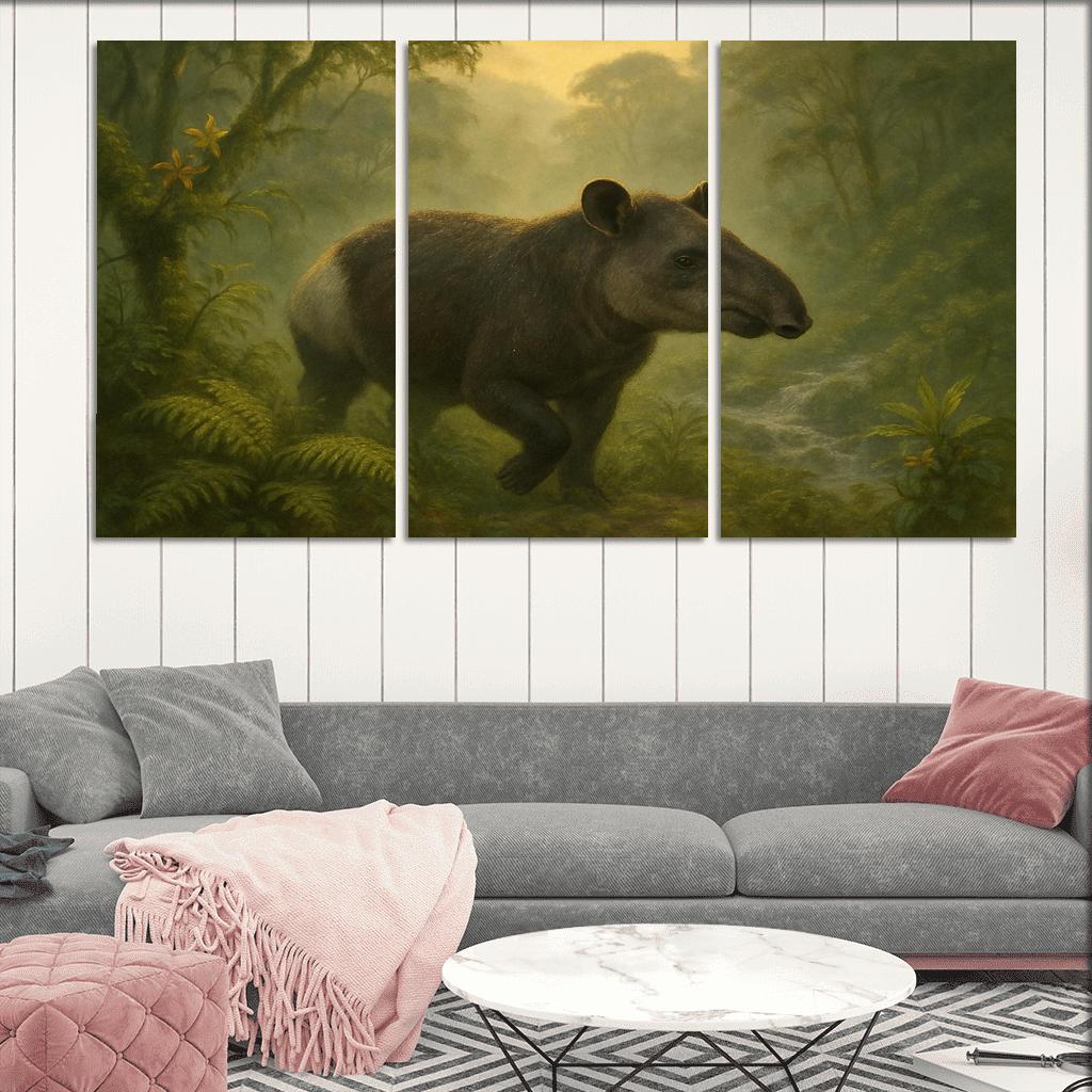 Dawn Mountain Tapir In Misty Forest decor