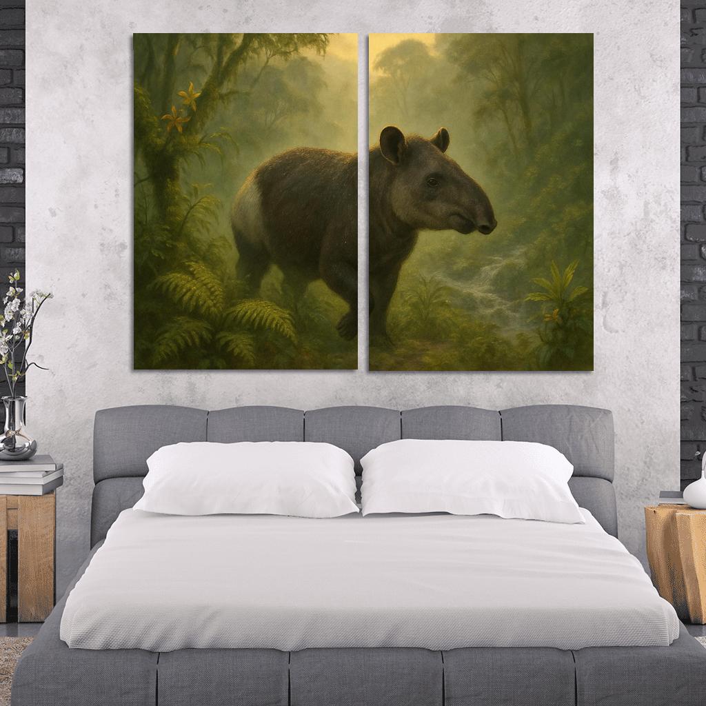 Dawn Mountain Tapir In Misty Forest decor