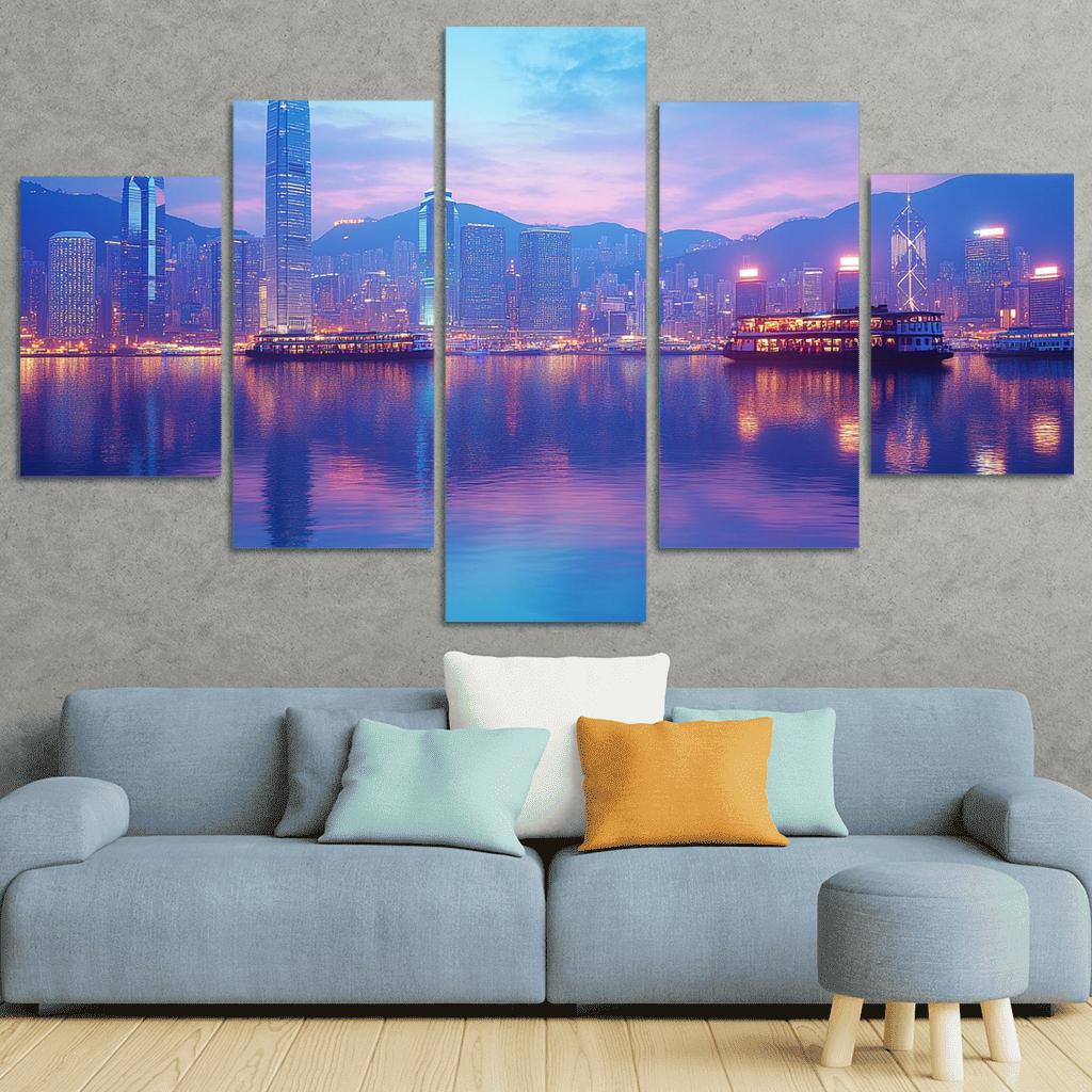 Victoria Harbour multi-panel paintings