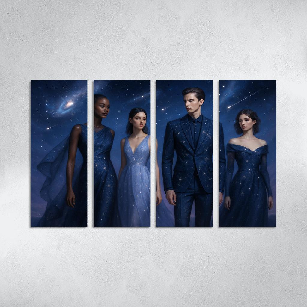 Celestial Elegance Modern Cosmic-Inspired Fashion multi-panel paintings