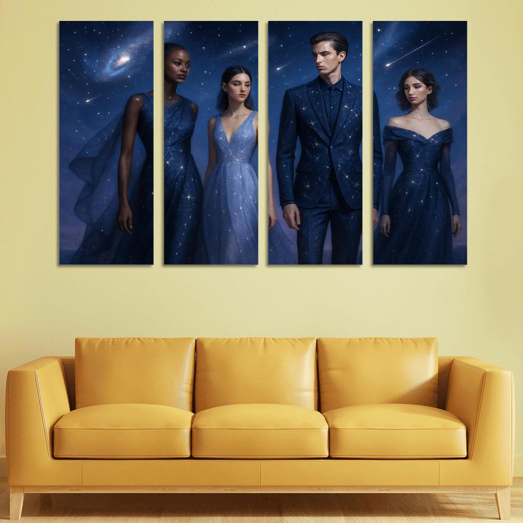 Celestial Elegance Modern Cosmic-Inspired Fashion multi-panel paintings