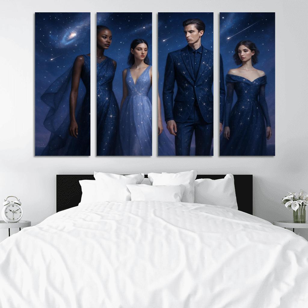 Celestial Elegance Modern Cosmic-Inspired Fashion multi-panel paintings