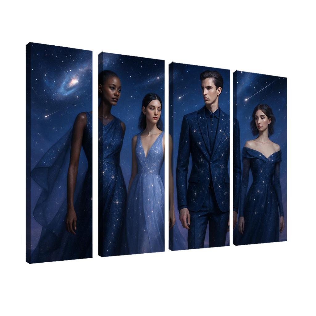 Celestial Elegance Modern Cosmic-Inspired Fashion multi-panel paintings