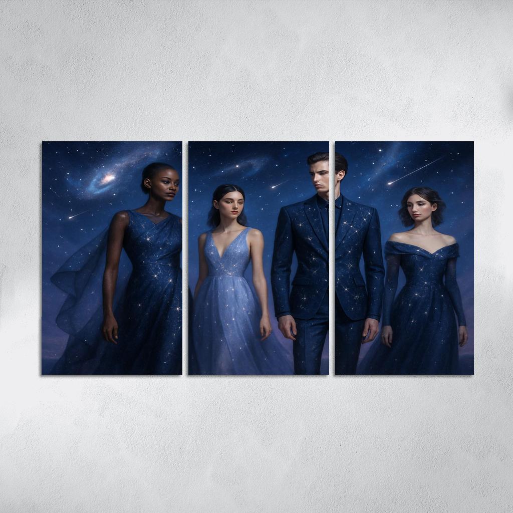 Celestial Elegance Modern Cosmic-Inspired Fashion multi-panel paintings
