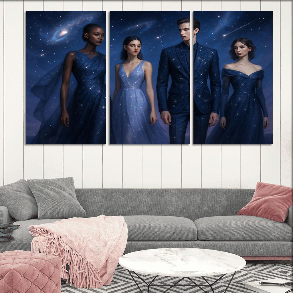 Celestial Elegance Modern Cosmic-Inspired Fashion multi-panel paintings