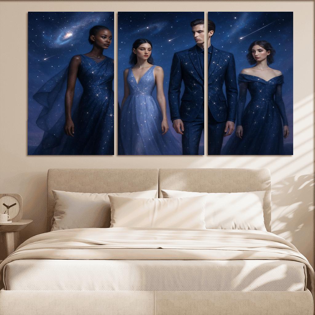 Celestial Elegance Modern Cosmic-Inspired Fashion multi-panel paintings