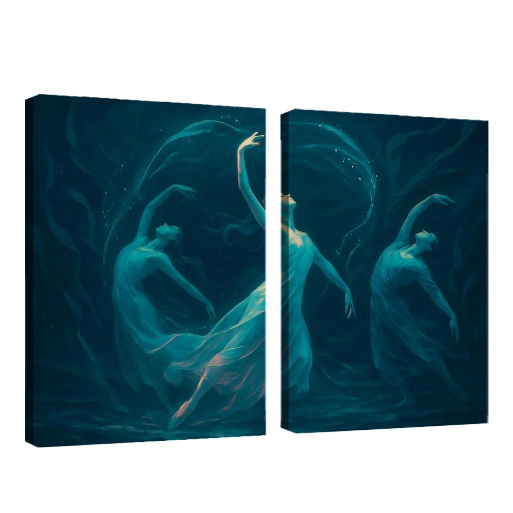 Bioluminescent Contemporary Ocean Dance oil paintings frame