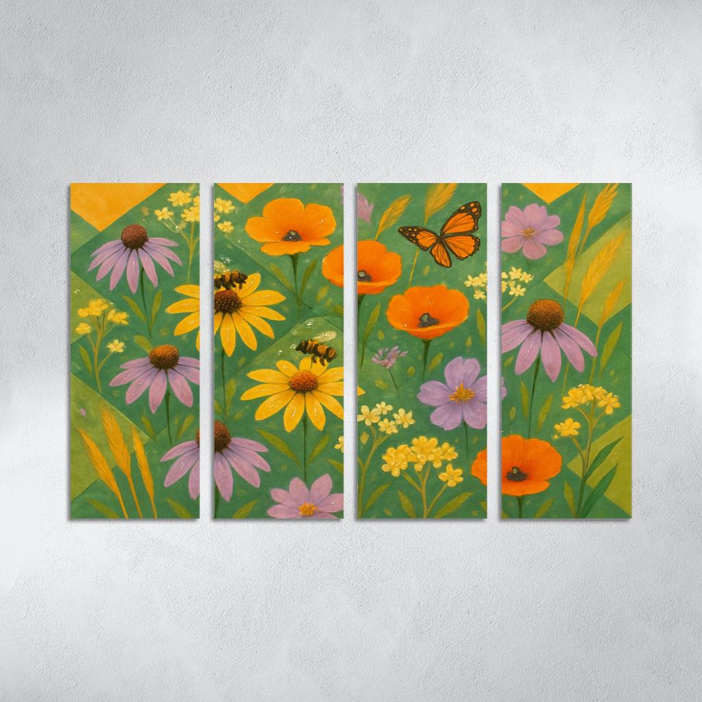 Pollinator Patch Mosaic abstract paintings frame