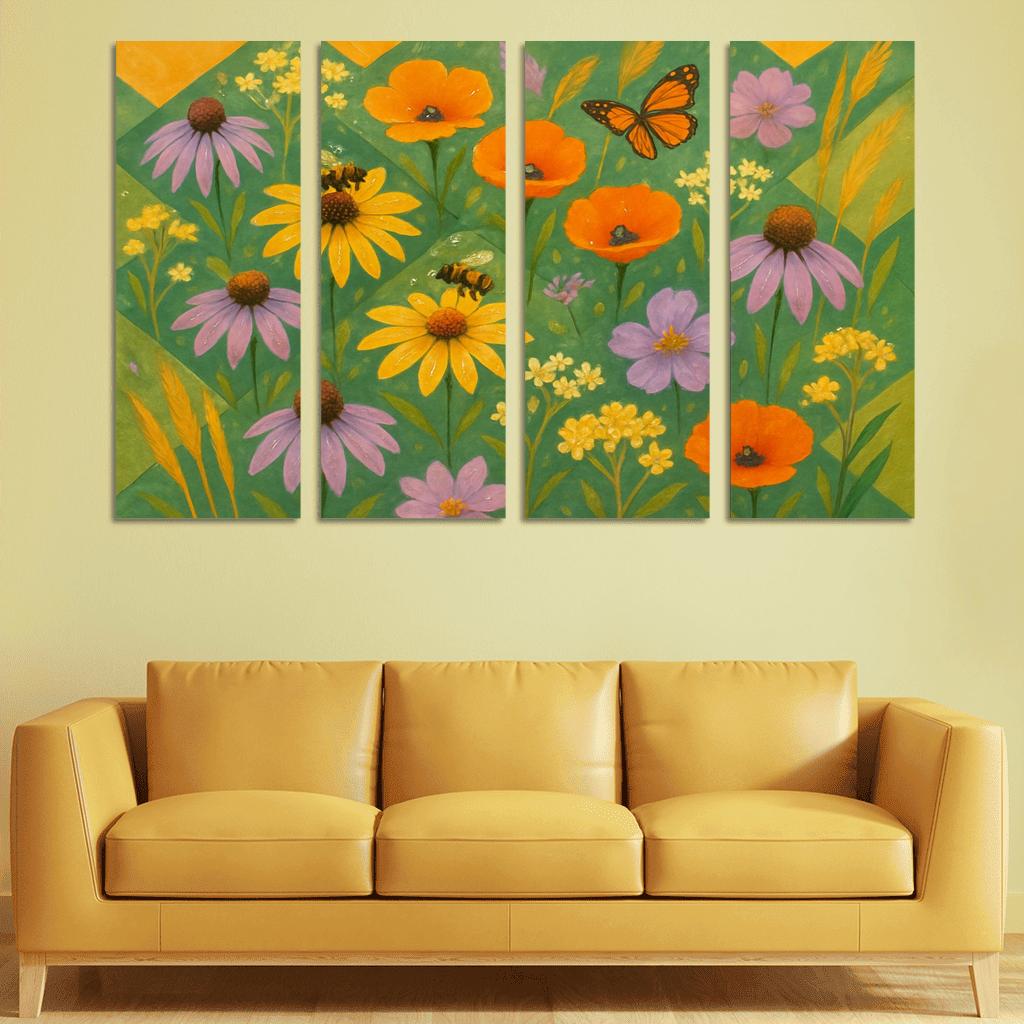 Pollinator Patch Mosaic abstract paintings frame