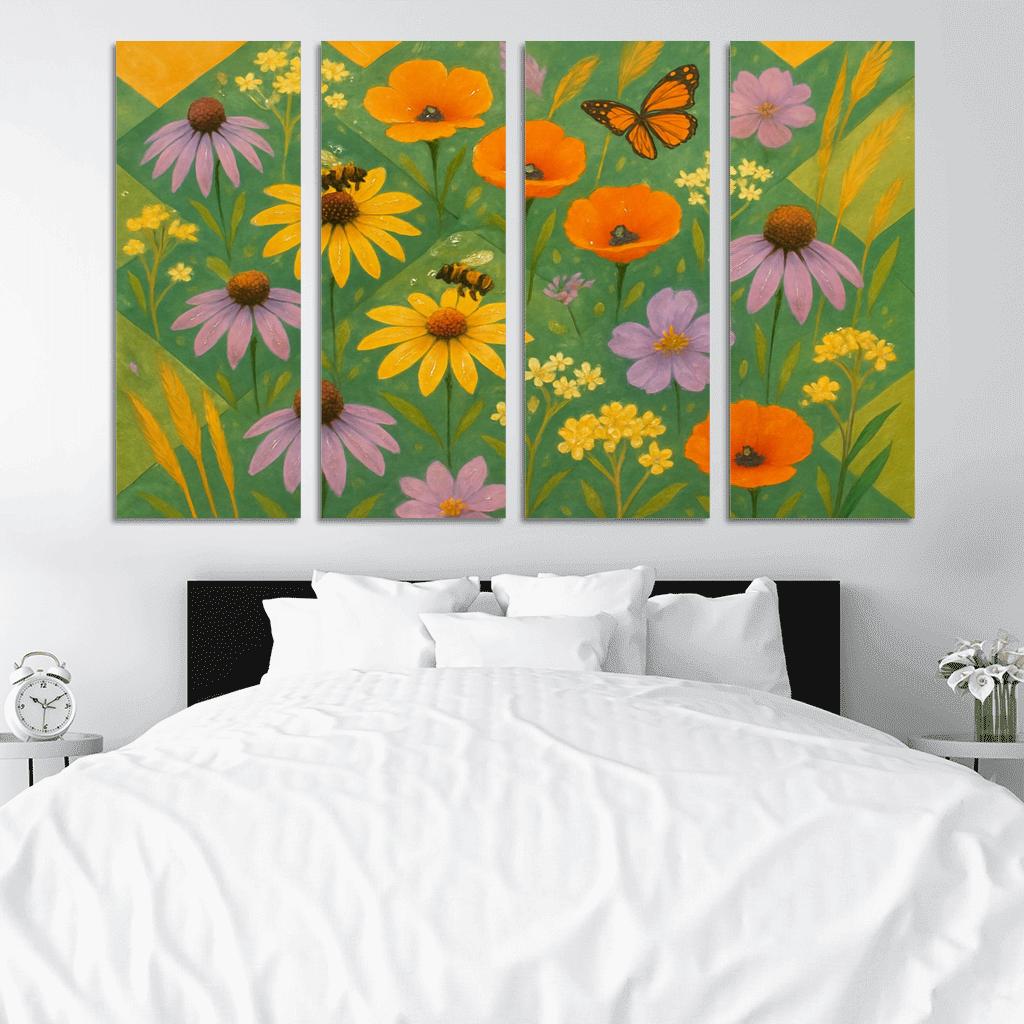 Pollinator Patch Mosaic abstract paintings frame