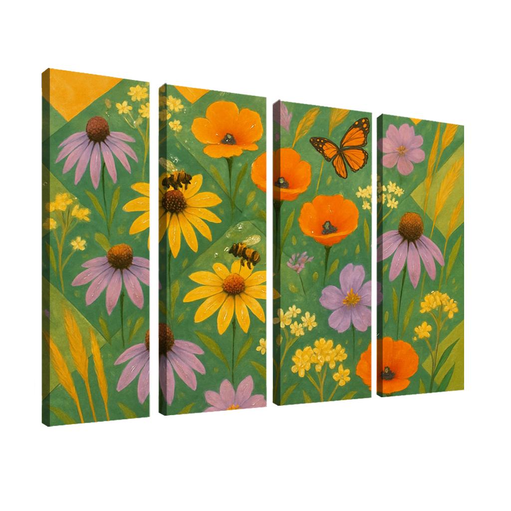 Pollinator Patch Mosaic abstract paintings frame