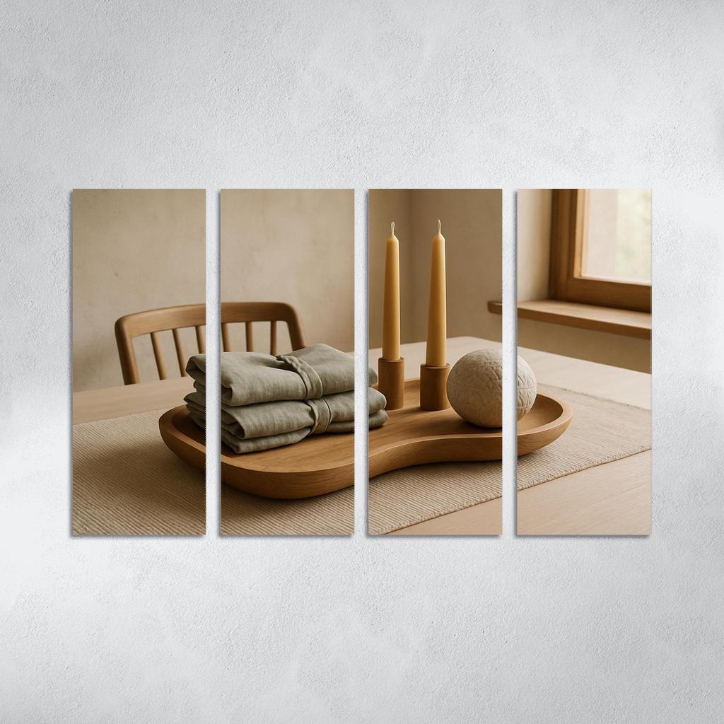 Tactile Linen And Sculpted Oak Centerpiece wall art