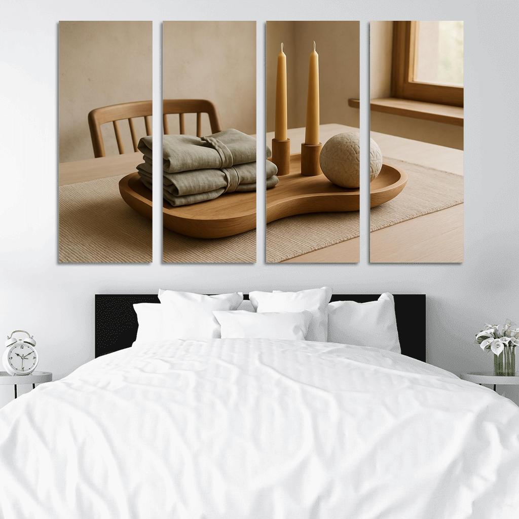 Tactile Linen And Sculpted Oak Centerpiece wall art