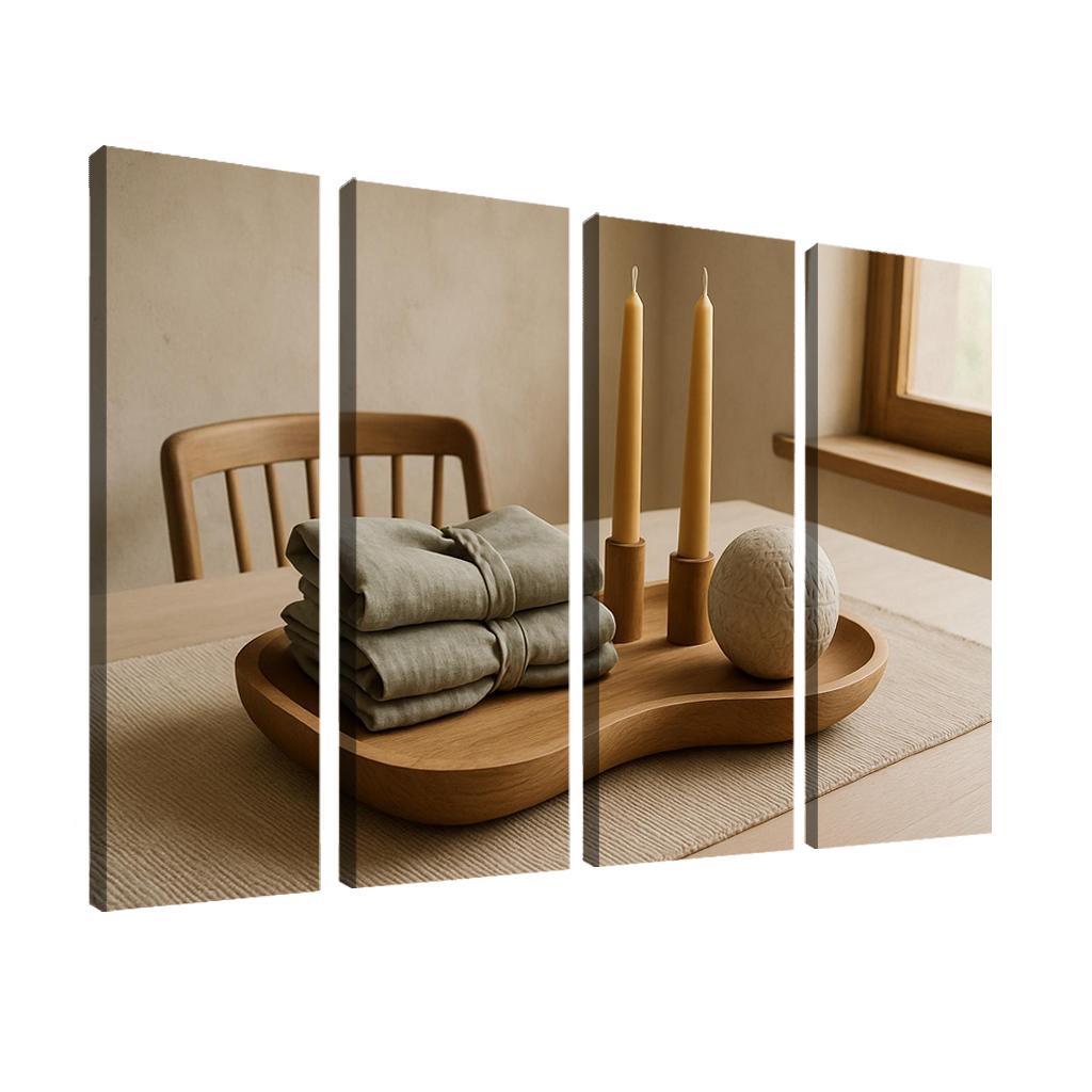 Tactile Linen And Sculpted Oak Centerpiece wall art