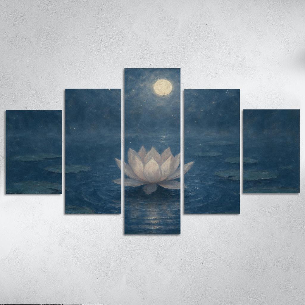 Moonlit Lotus Reverie custom paintings frame