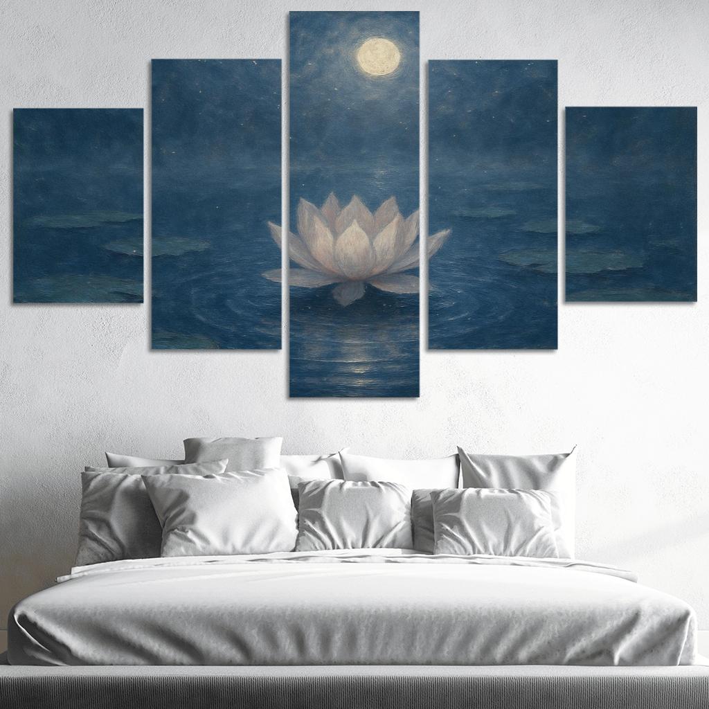 Moonlit Lotus Reverie custom paintings frame