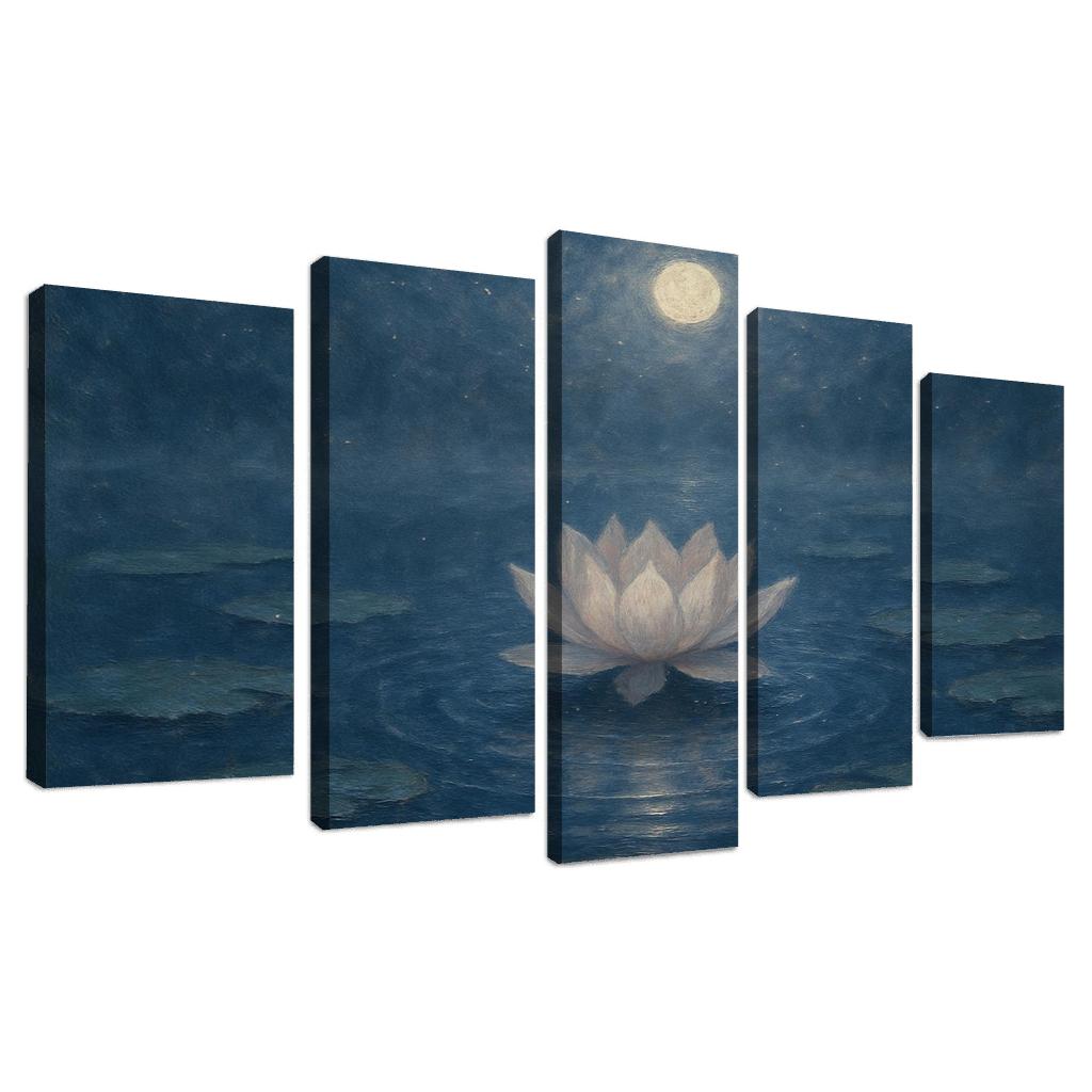 Moonlit Lotus Reverie custom paintings frame