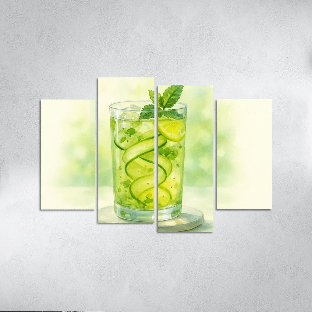 Herbed Lemon Iced Green Tea With Cucumber Ribbon art trends
