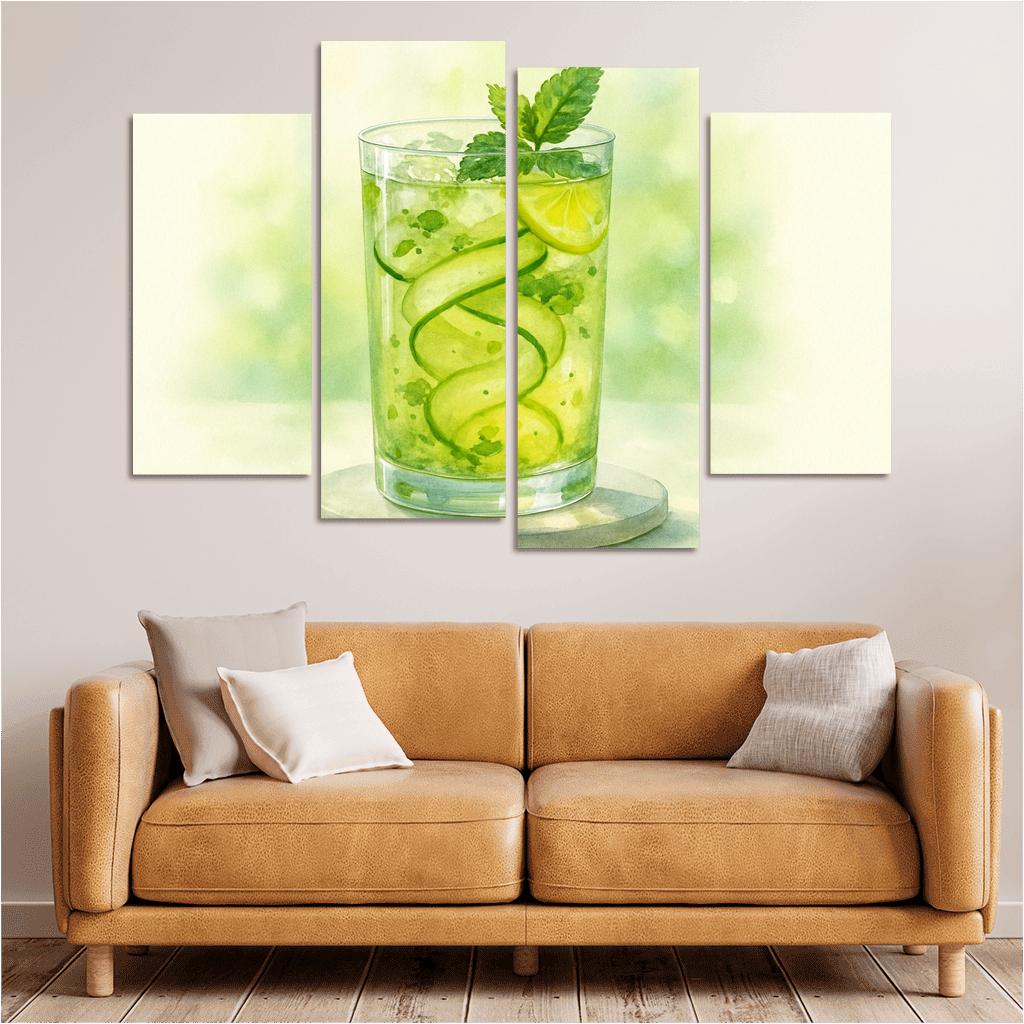 Herbed Lemon Iced Green Tea With Cucumber Ribbon art trends