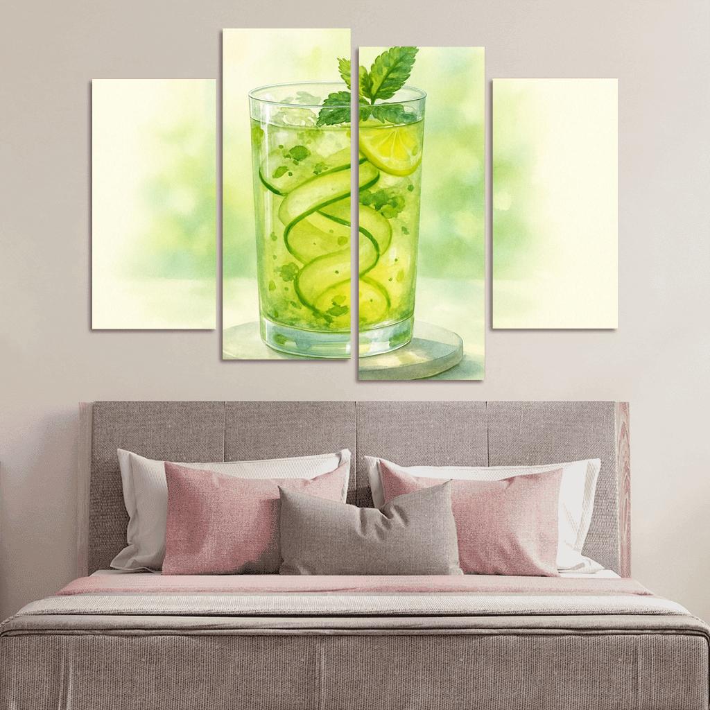 Herbed Lemon Iced Green Tea With Cucumber Ribbon art trends