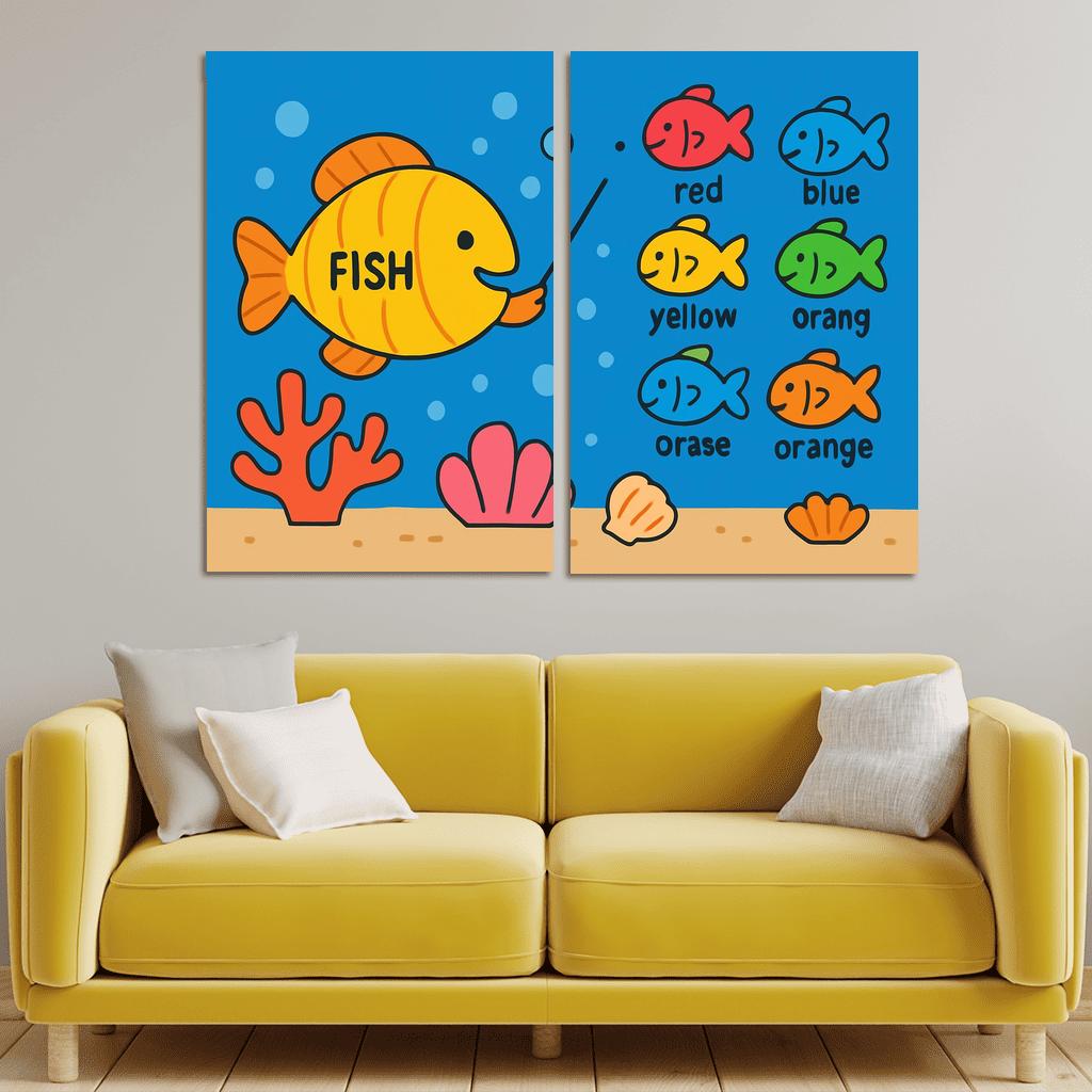 Coral School Of Fish framed paintings