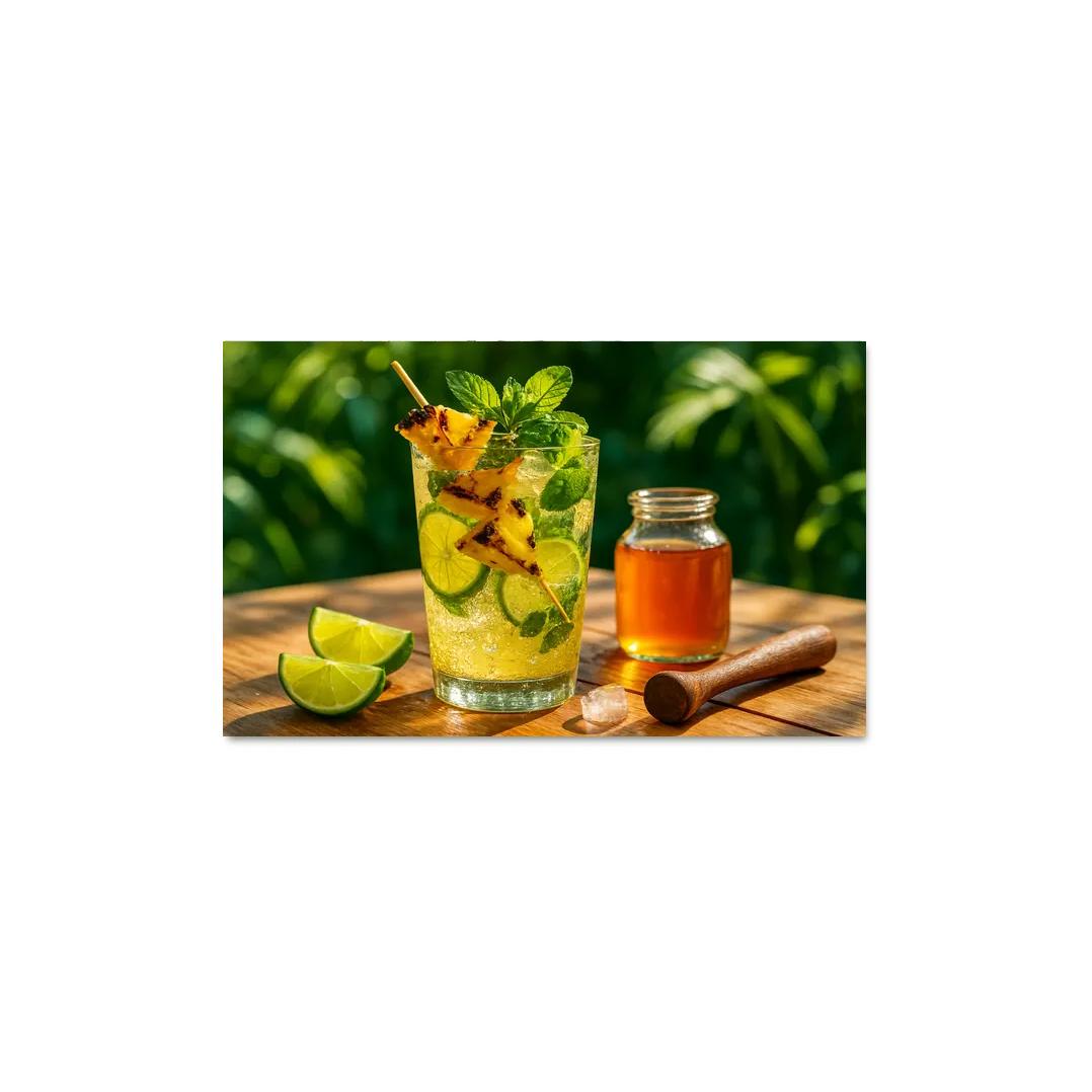 Charred Pineapple Lime Shrub With Mint Soda art trends
