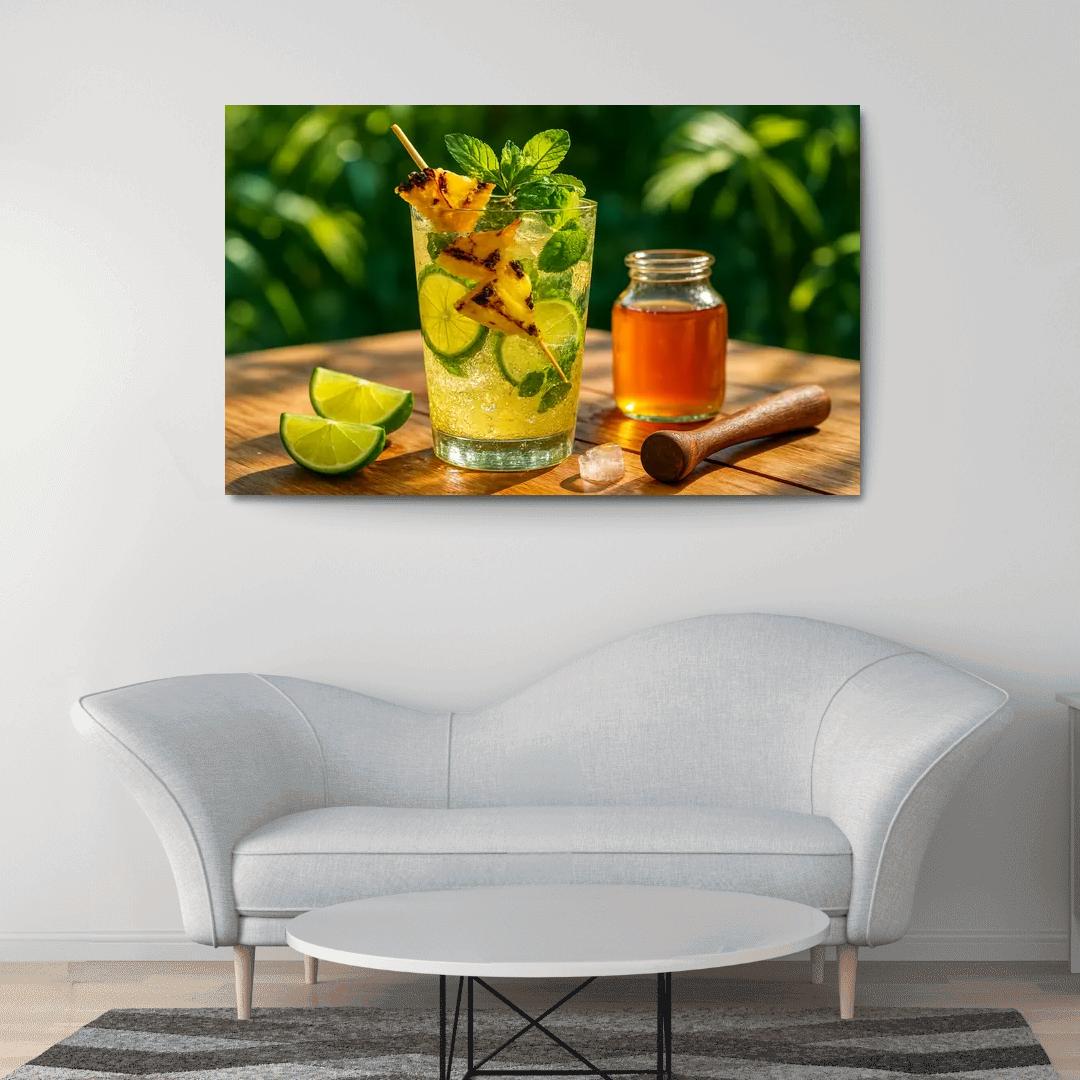 Charred Pineapple Lime Shrub With Mint Soda art trends