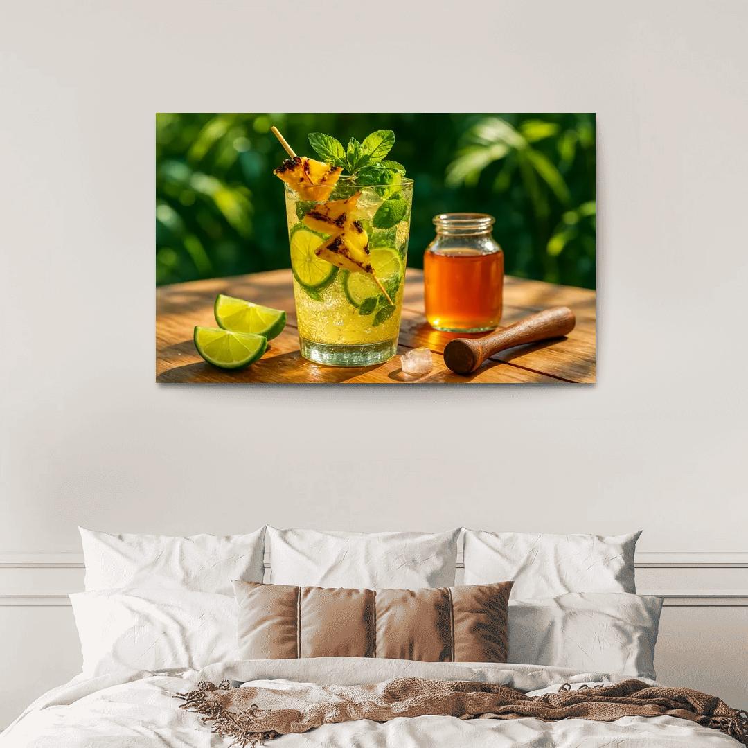 Charred Pineapple Lime Shrub With Mint Soda art trends