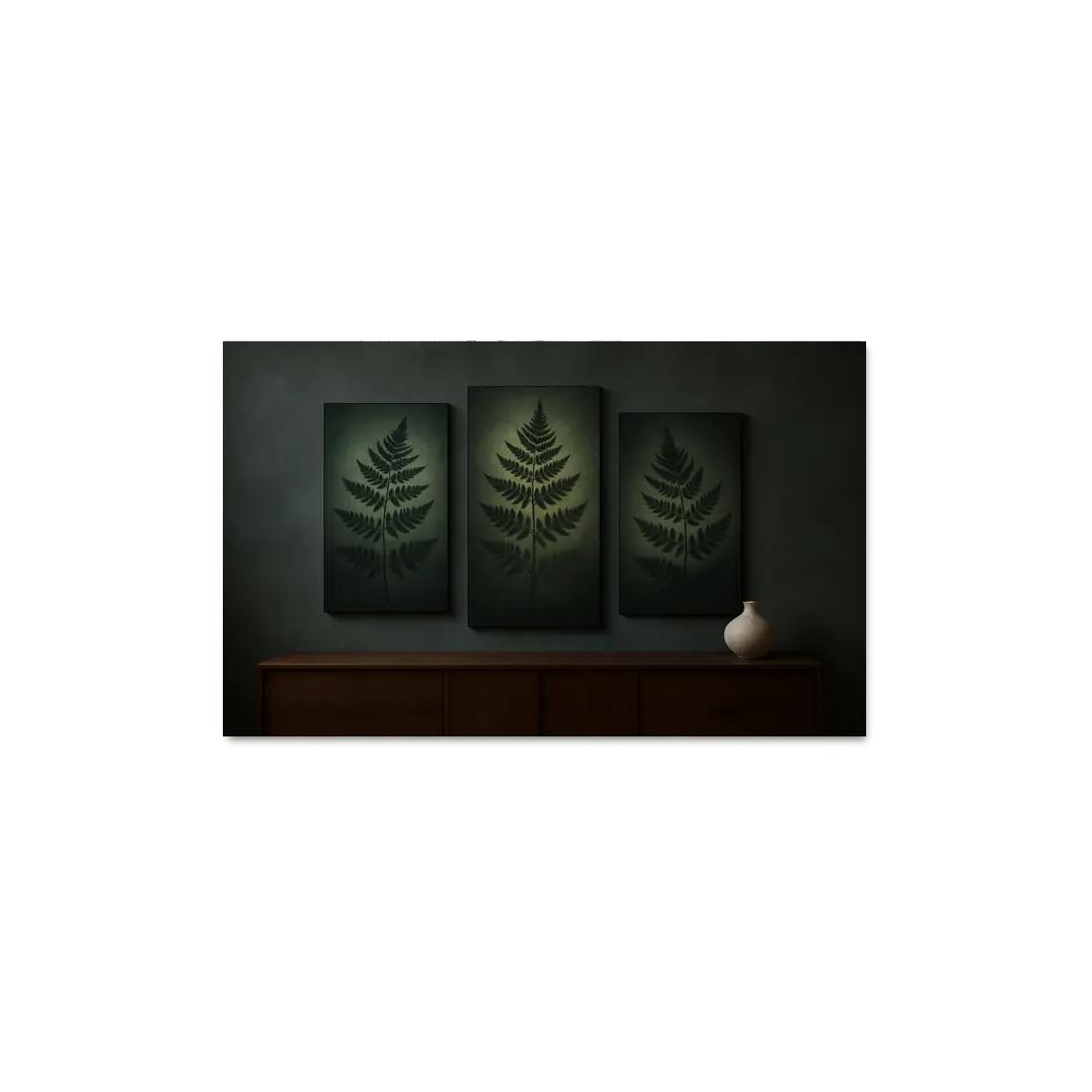 Charcoal Botanical Shadow Panels one-piece frames