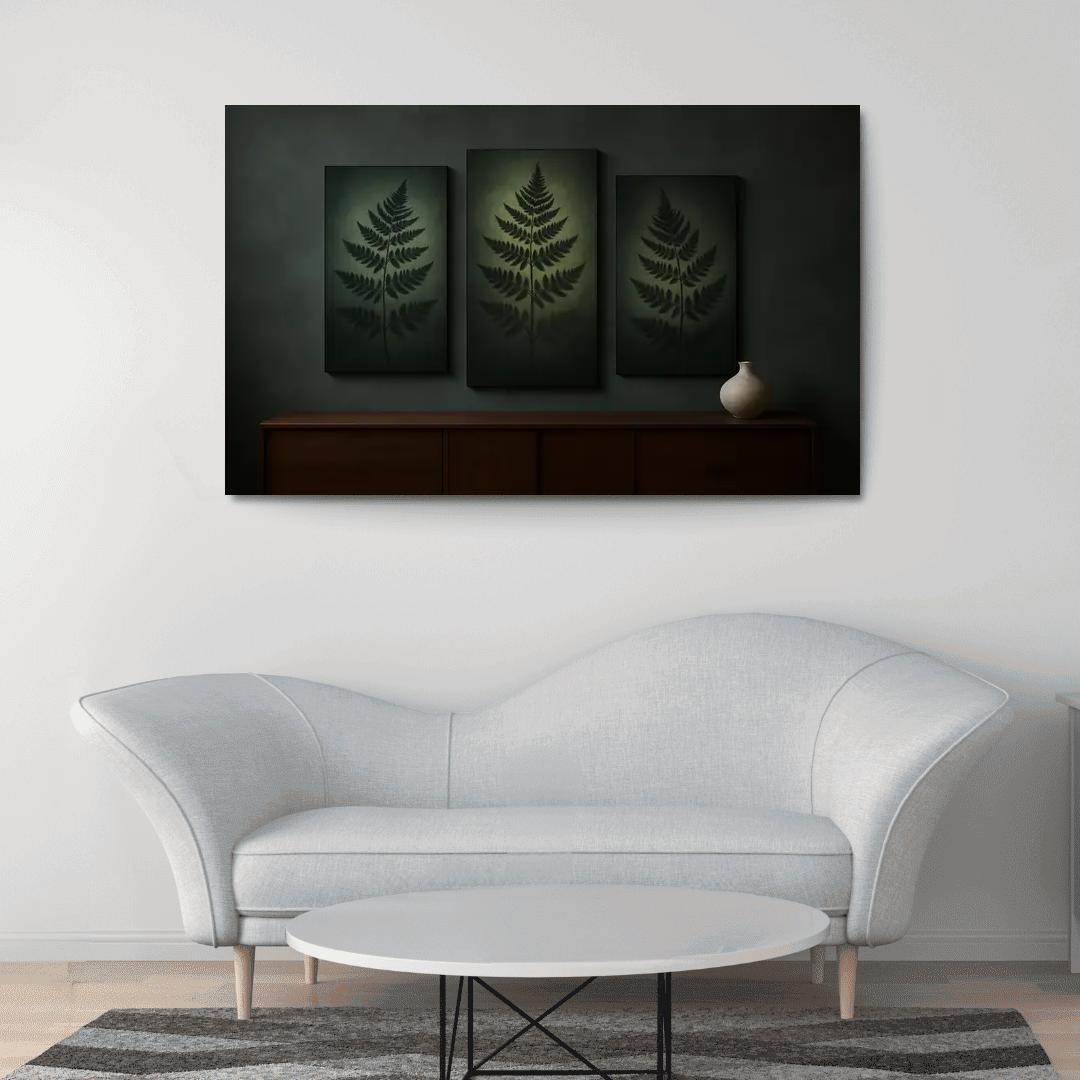 Charcoal Botanical Shadow Panels one-piece frames