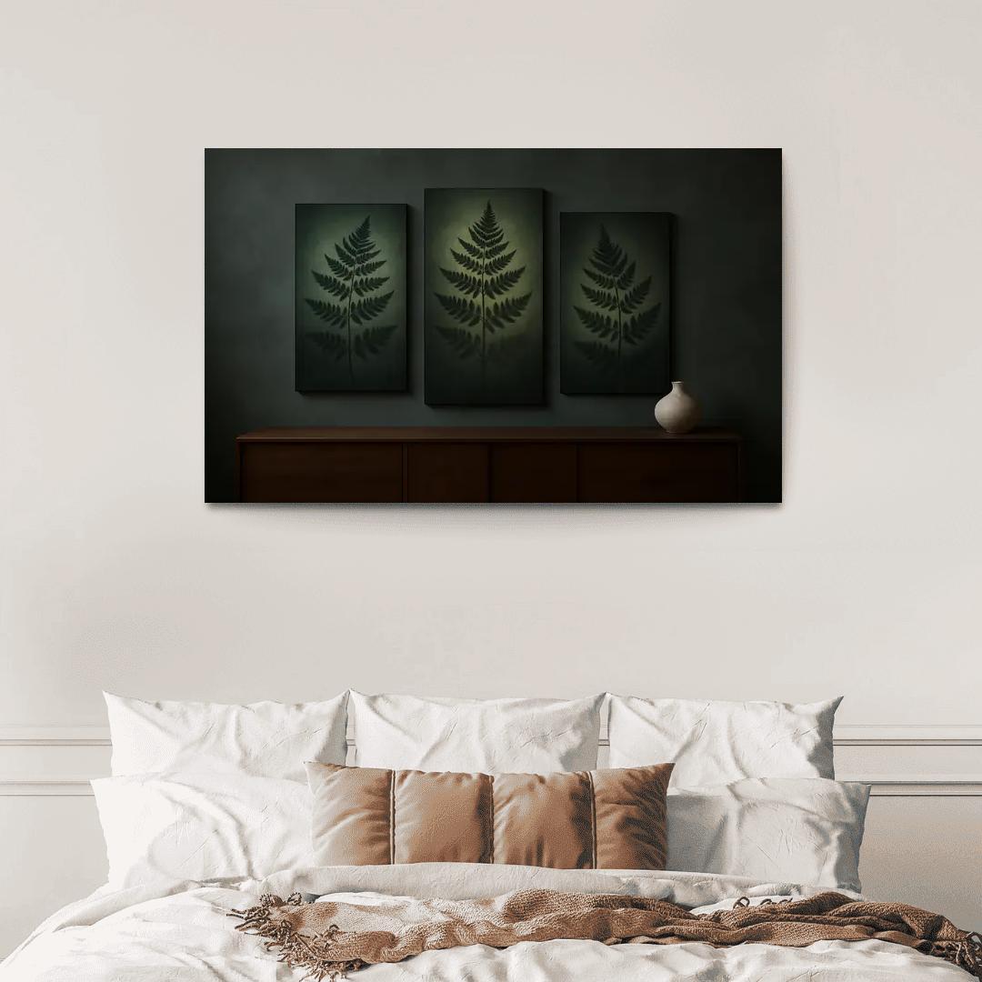 Charcoal Botanical Shadow Panels one-piece frames