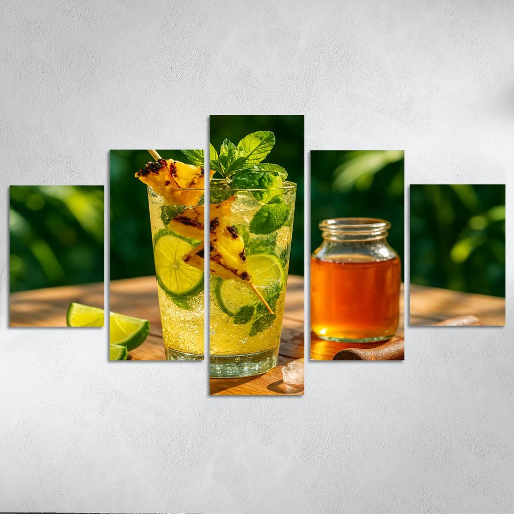 Charred Pineapple Lime Shrub With Mint Soda art trends