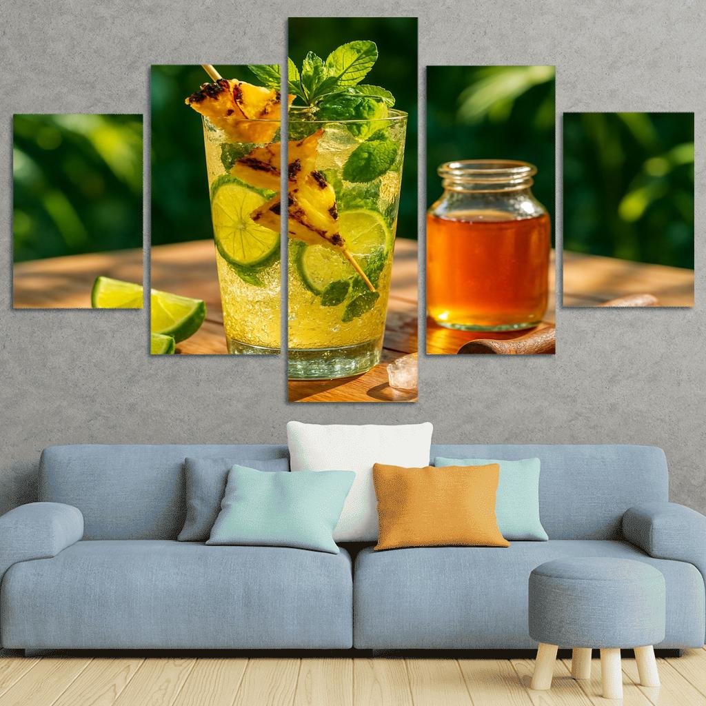 Charred Pineapple Lime Shrub With Mint Soda art trends