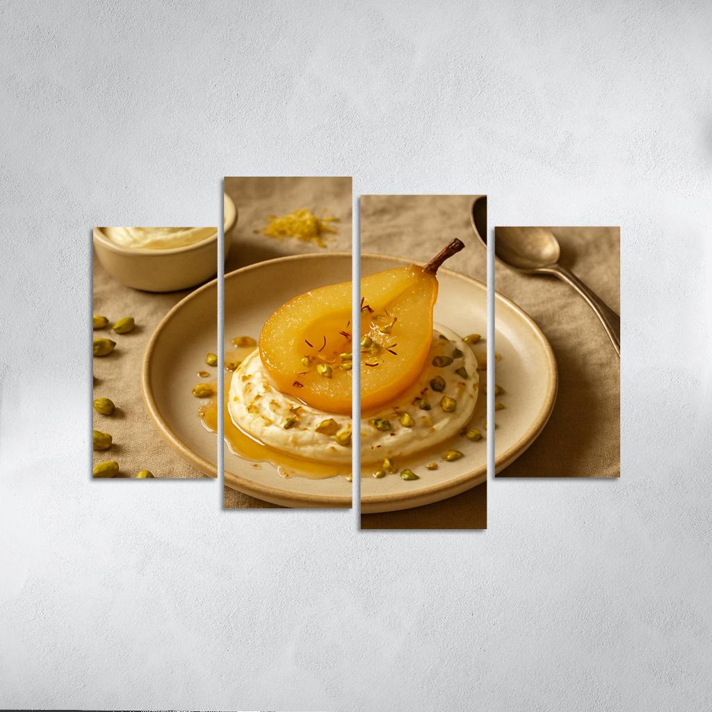 Saffron Poached Pear With Cardamom Cream wall art