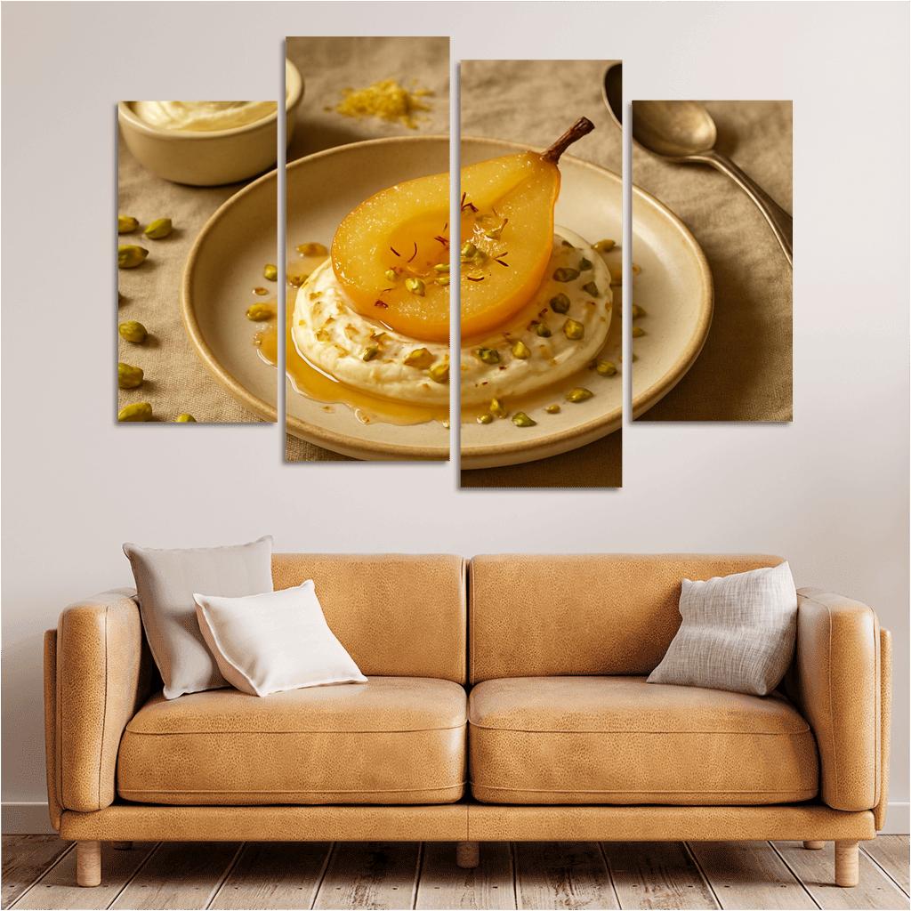 Saffron Poached Pear With Cardamom Cream wall art
