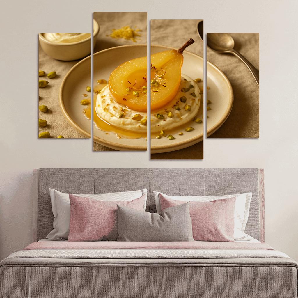 Saffron Poached Pear With Cardamom Cream wall art