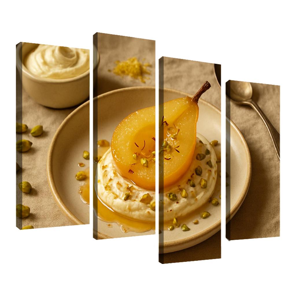 Saffron Poached Pear With Cardamom Cream wall art
