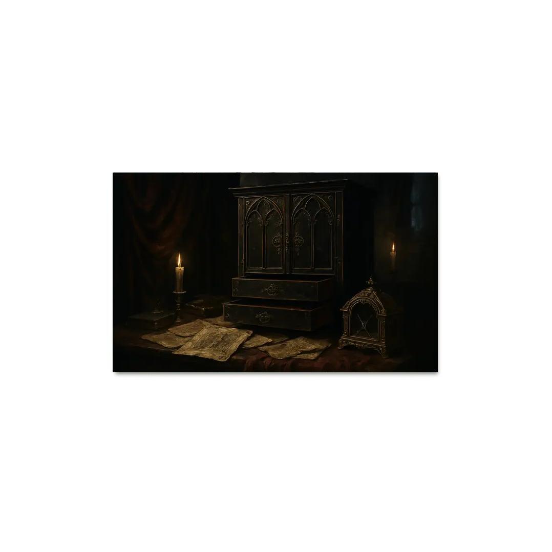 Obsidian Reliquary: Dark Cabinet Of Curiosities modern paintings frame