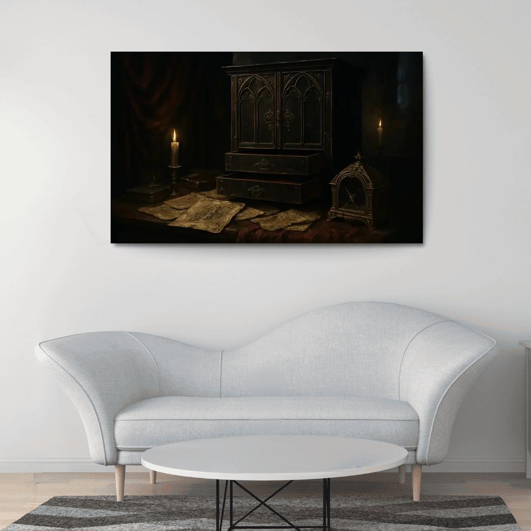Obsidian Reliquary: Dark Cabinet Of Curiosities modern paintings frame