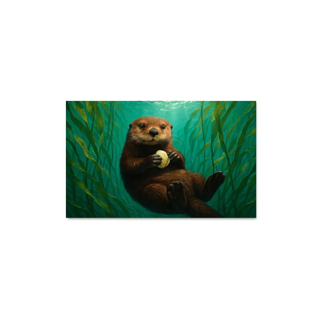 The Playful Sea Otter Floating In A Pacific Kelp Forest multi-panel paintings
