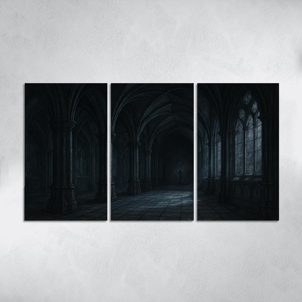Nocturnal Vault: Ribbed Sanctuary abstract paintings frame