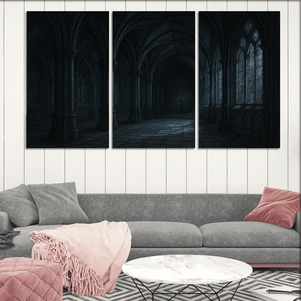 Nocturnal Vault: Ribbed Sanctuary abstract paintings frame