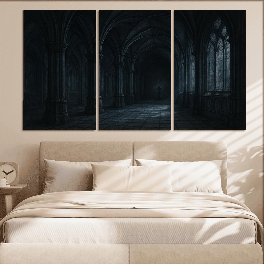 Nocturnal Vault: Ribbed Sanctuary abstract paintings frame