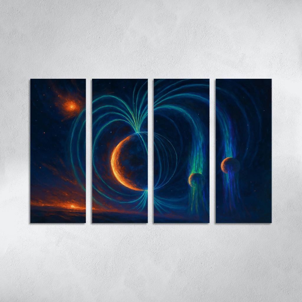 Auroral Tethers Of A Magnetic Exoplanet multi-panel paintings